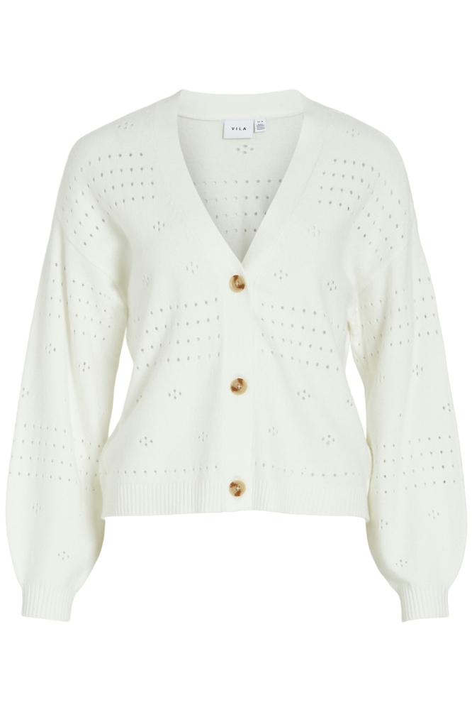 VIRIL V-NECK L/S KNIT CARDIGAN - NO 14102703 WHITE ALYSSUM