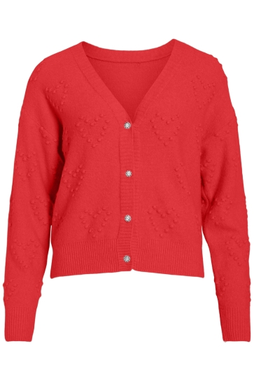 Vila Vest VIHAURI L/S V-NECK KNIT CARDIGAN/KA 14108769 POPPY RED