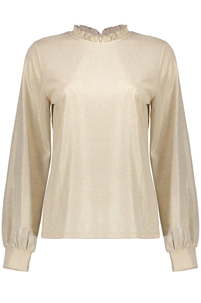 GLIMMENDE TOP MET RUFFLE KRAAG 42862 41 000720 SAND