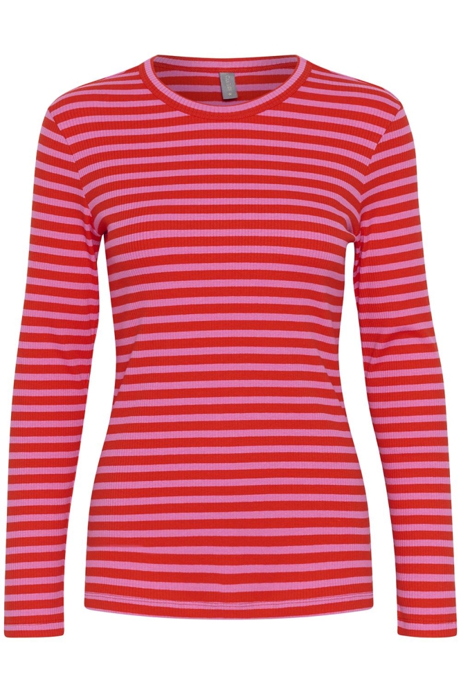 CUDOLLY LS T SHIRT 50110266 106710 FIERY RED/PHLOX PINK STRI