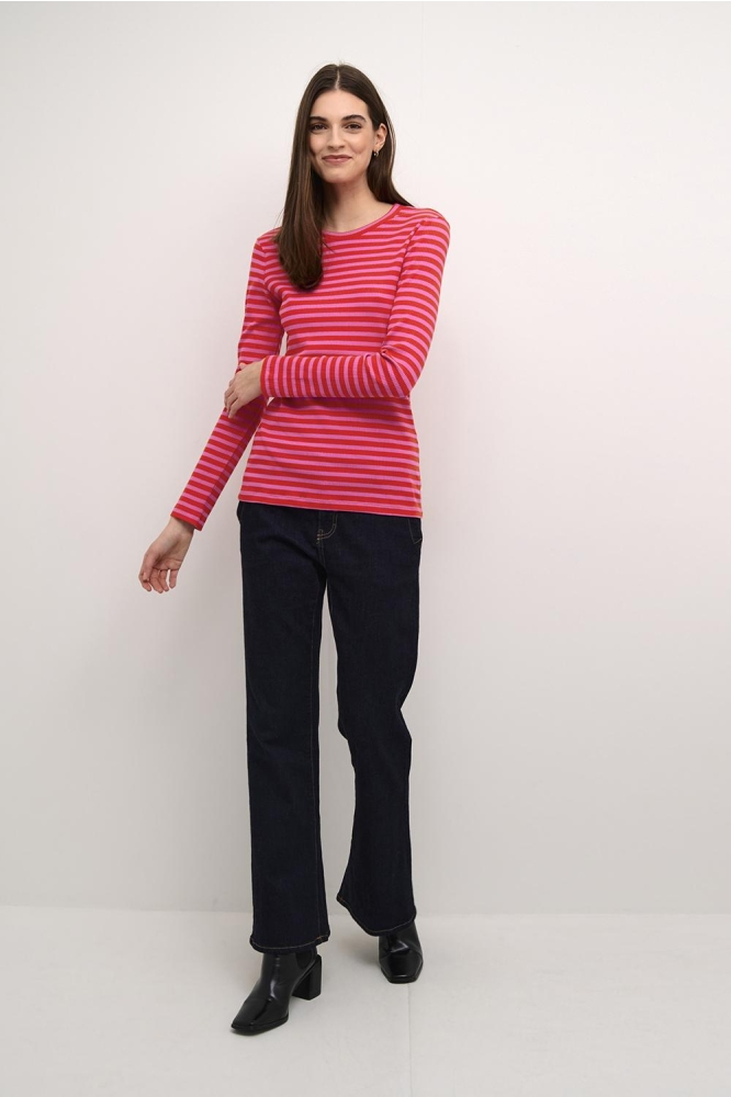 CUDOLLY LS T SHIRT 50110266 106710 FIERY RED/PHLOX PINK STRI