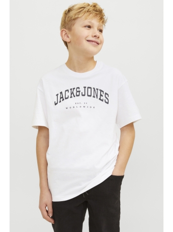 Jack & Jones Junior T-shirt JJECALEB VARSITY TEE SS O-NECK NOOS 12258924 White