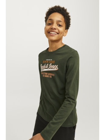 Jack & Jones Junior T-shirt JJELOGO TEE LS O-NECK 2 COL NOOS JN 12258880 Kombu Green