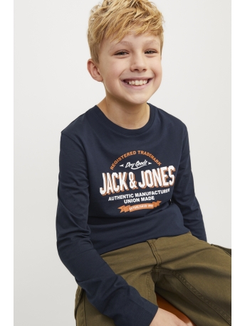 Jack & Jones Junior T-shirt JJELOGO TEE LS O-NECK 2 COL NOOS JN 12258880 Navy Blazer