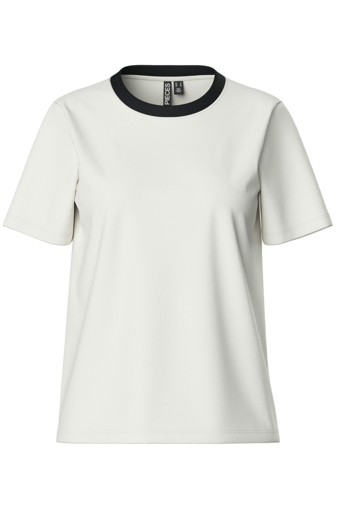 PCRIA SS SOLID TEE JRS NOOS BC 17140802 BRIGHT WHITE/CONTRAST BLACK