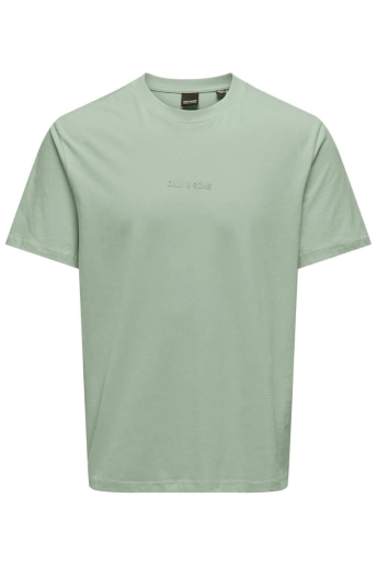 Only & Sons T-shirt ONSLEVI LIFE REG TEXT SS TEE NOOS 22028147 ICEBERG GREEN