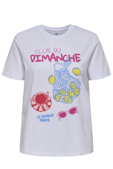 Only T-shirt ONLSTACEY S/S TOP BOX CS OX JRS 15356826 BRIGHT WHITE/DIMANCHE