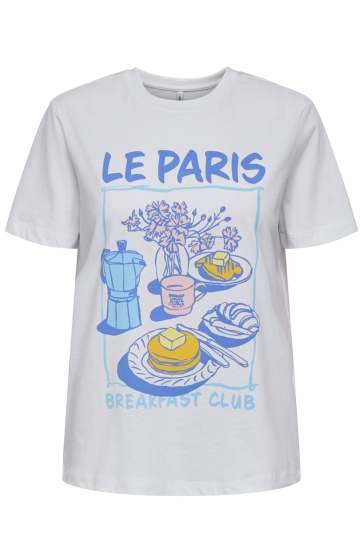 Only T-shirt ONLSTACEY S/S TOP BOX CS OX JRS 15356826 BRIGHT WHITE/LE PARIS