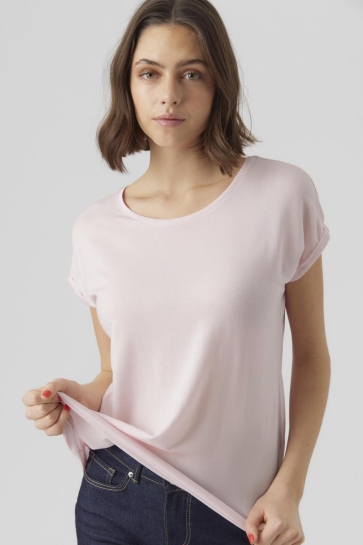 Vero Moda T-shirt VMAVA PLAIN SS TOP GA JRS NOOS 10284468 PINK-A-BOO