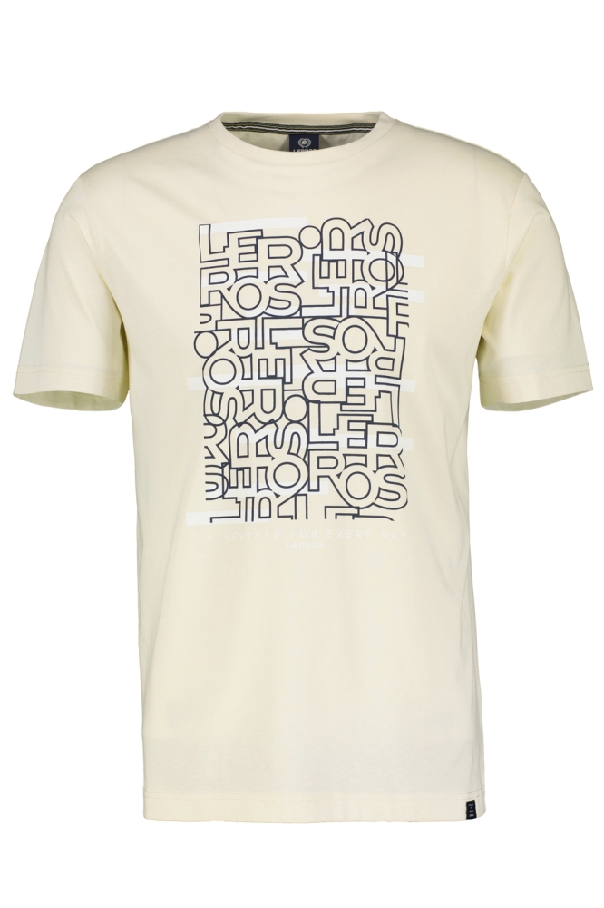 T SHIRT MET LOGOPRINT EN RONDE HALS 24D3011 106 Bone White