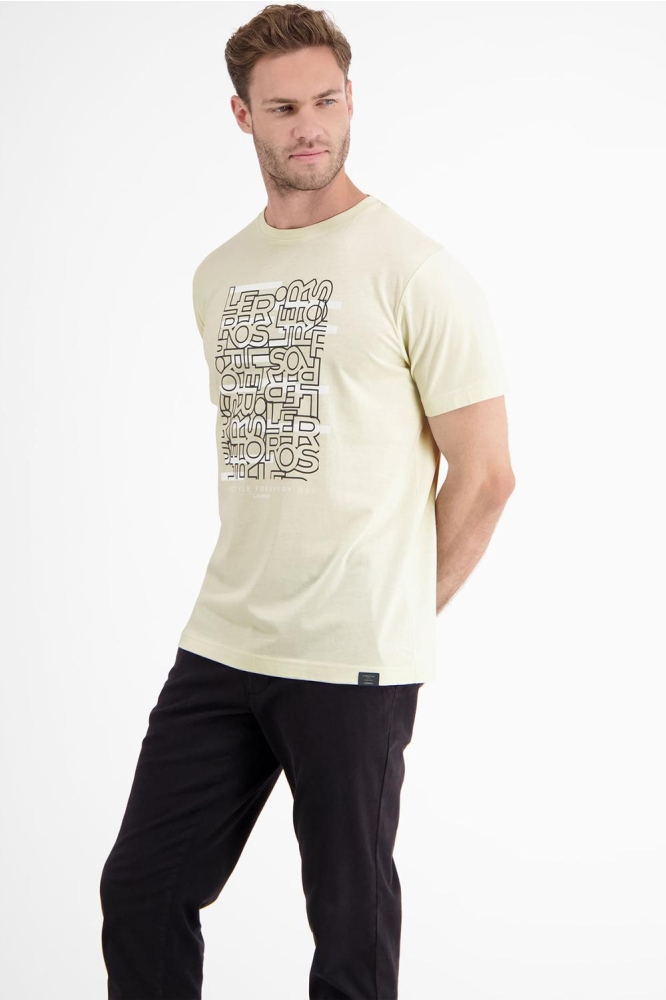 T SHIRT MET LOGOPRINT EN RONDE HALS 24D3011 106 Bone White