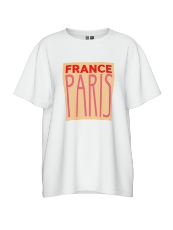 Pieces T-shirt PCCITY SS OVERSIZED TEE DMO 17158827 BRIGHT WHITE/FRANCE