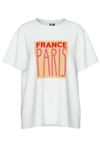 Pieces T-shirt PCCITY SS OVERSIZED TEE DMO 17158827 BRIGHT WHITE/FRANCE