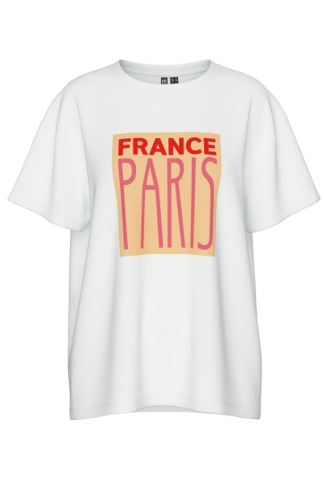 Pieces T-shirt PCCITY SS OVERSIZED TEE DMO 17158827 BRIGHT WHITE/FRANCE