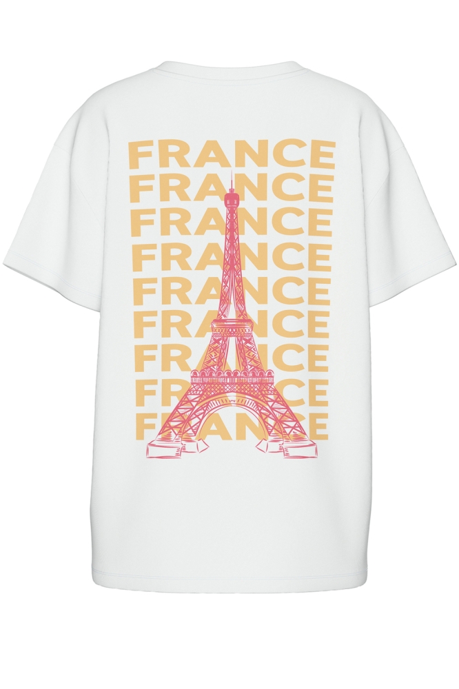 PCCITY SS OVERSIZED TEE DMO 17158827 BRIGHT WHITE/FRANCE