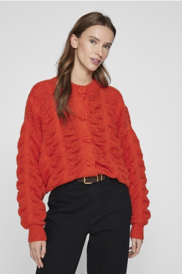 Vila Vest VICHANA L/S KNIT CARDIGAN 14108796 POPPY RED