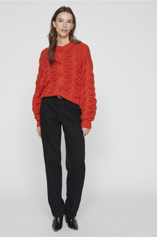 VICHANA L/S KNIT CARDIGAN 14108796 POPPY RED