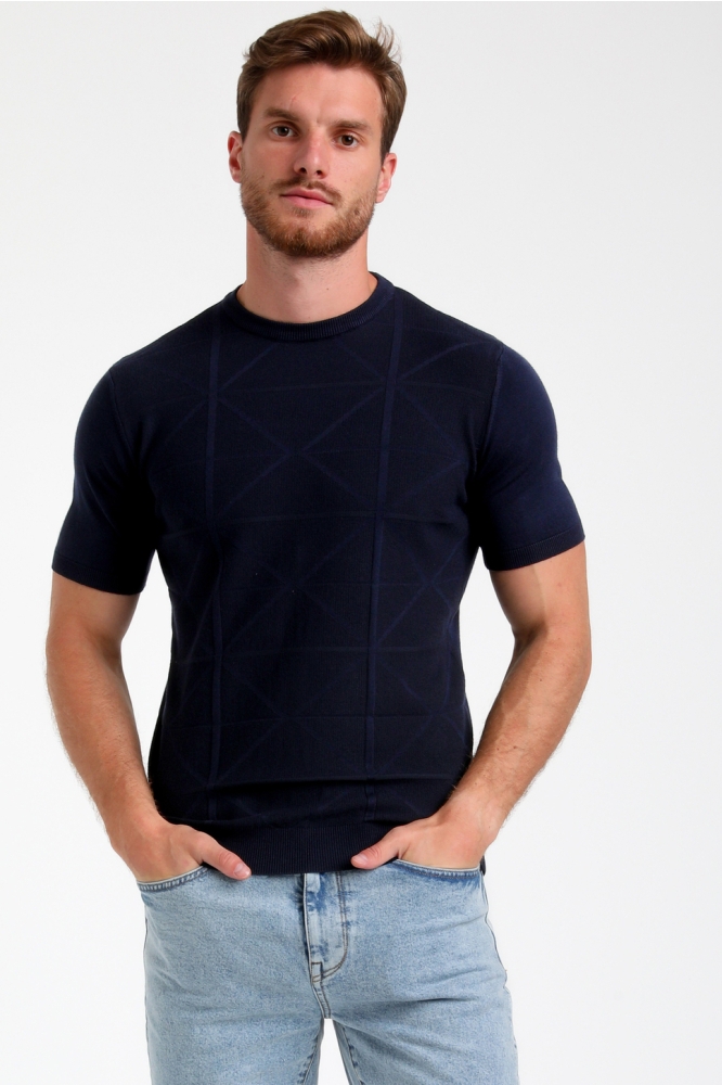 GESTRUCTUREERD T SHIRT 155510 301 Navy