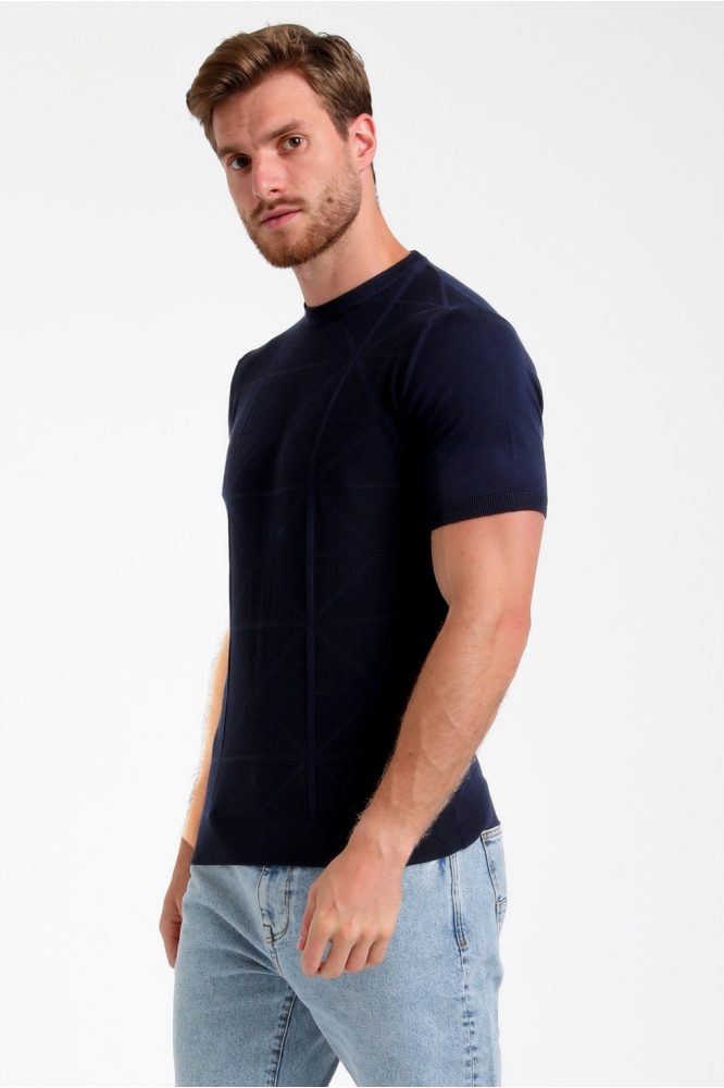 GESTRUCTUREERD T SHIRT 155510 301 Navy