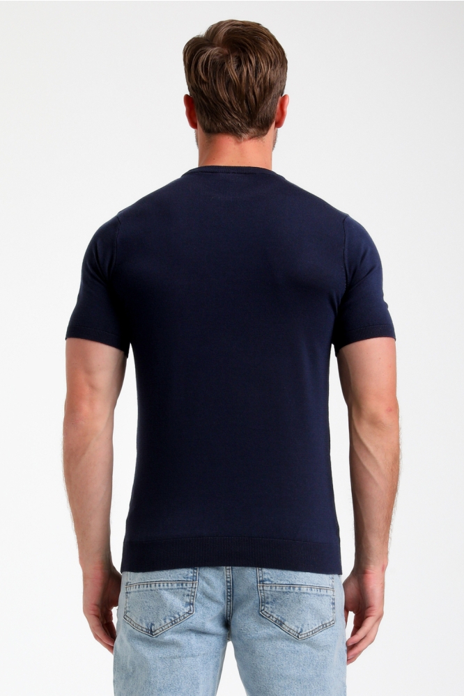 GESTRUCTUREERD T SHIRT 155510 301 Navy