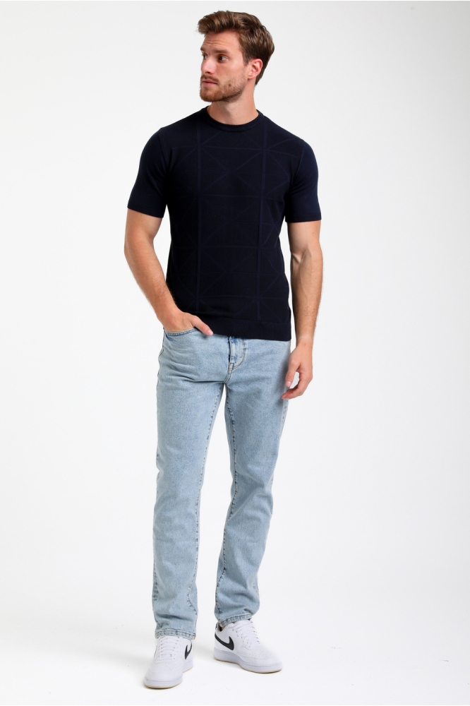 GESTRUCTUREERD T SHIRT 155510 301 Navy