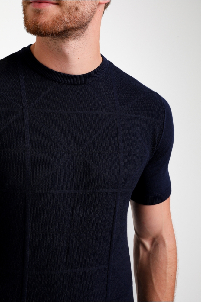 GESTRUCTUREERD T SHIRT 155510 301 Navy