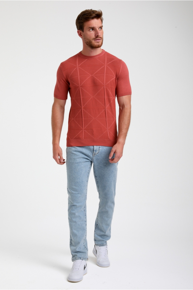 GESTRUCTUREERD T SHIRT 155510 4000 deep coral