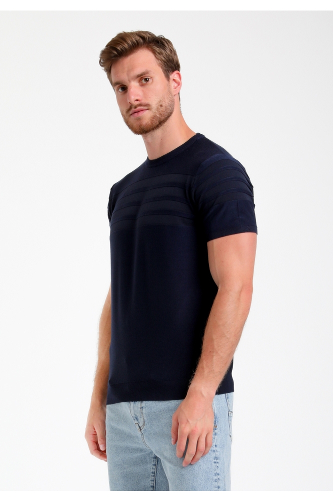 GESTRUCTUREERD T SHIRT 155511 301 navy