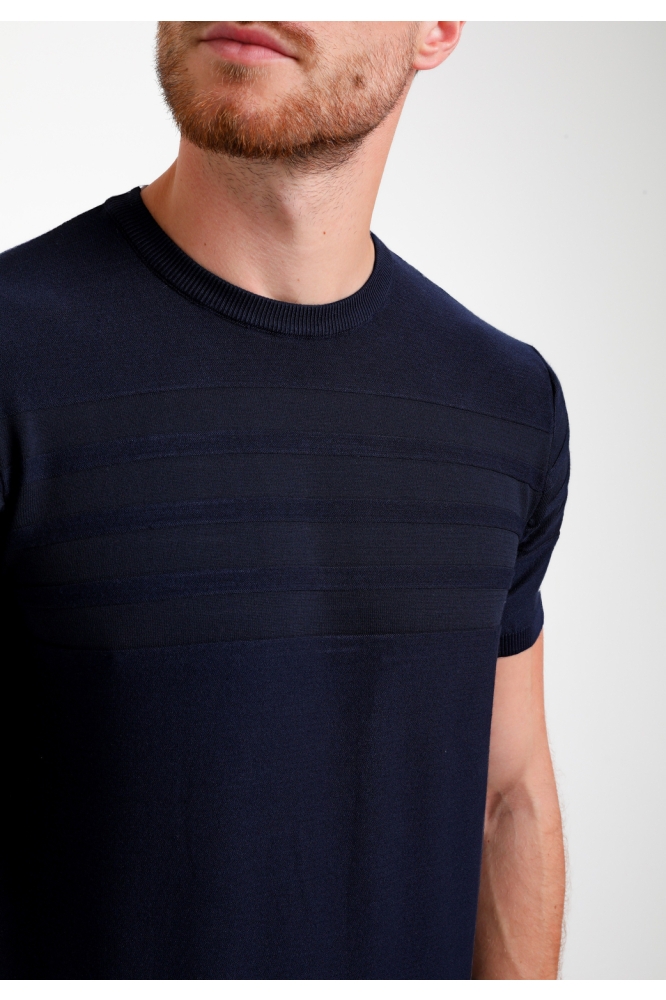 GESTRUCTUREERD T SHIRT 155511 301 navy