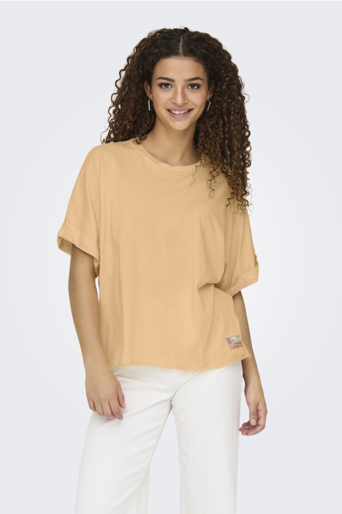 ONLMINNA S/S WASHED TOP CS JRS 15344958 CARAMEL CREAM/LABEL ONLY