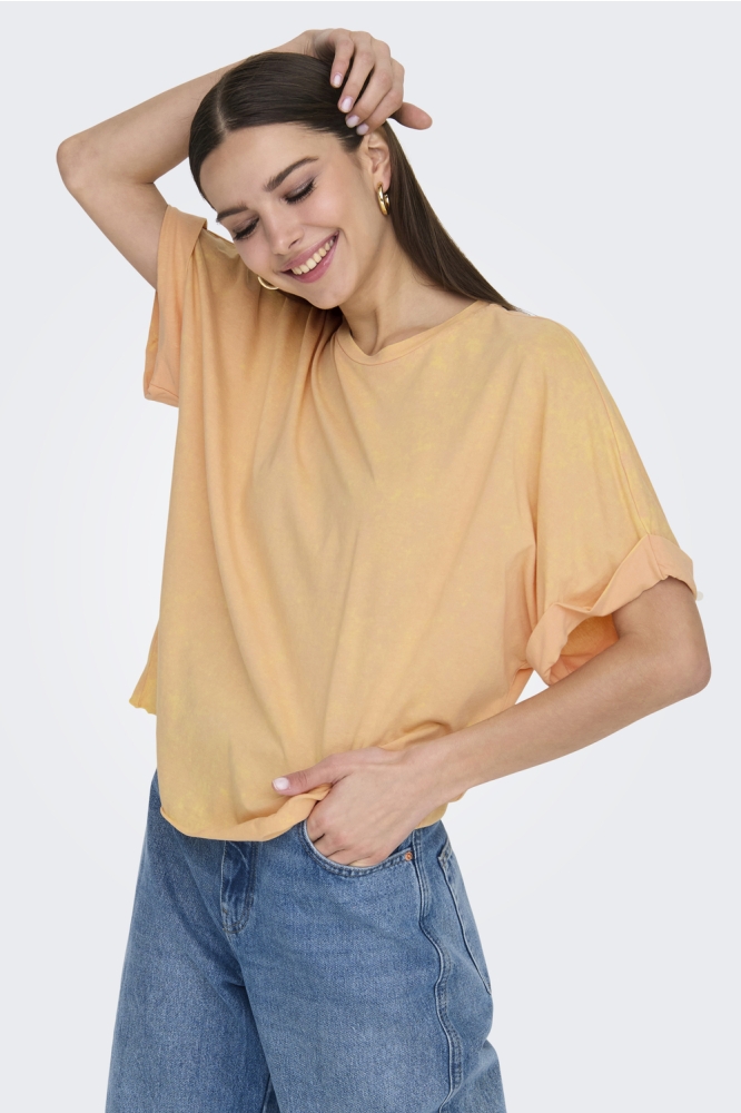 ONLMINNA S/S WASHED TOP CS JRS 15344958 CARAMEL CREAM/LABEL ONLY