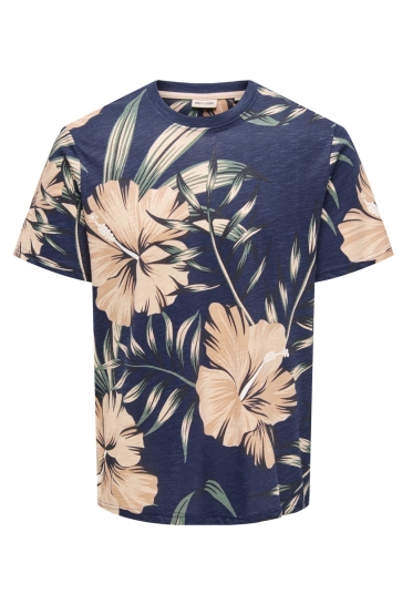 Only & Sons T-shirt ONSKLOP REG SS FLORAL TEE NOOS 22022164 Navy Blazer/LILY