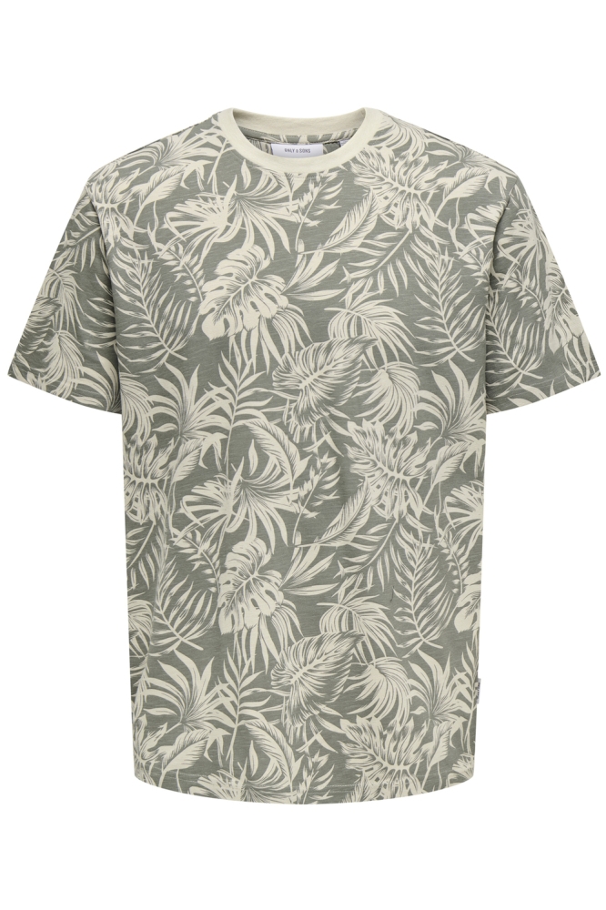 ONSPERRY LIFE REG LEAF AOP SS TEE N 22025283 CASTOR GRAY/CASTOR GRA