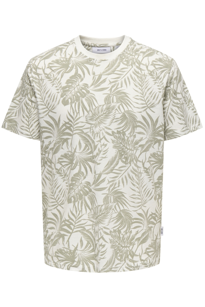 ONSPERRY LIFE REG LEAF AOP SS TEE N 22025283 CLOUD DANCER/CLOUD DANC