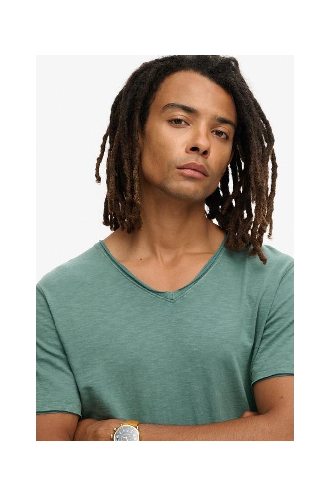 RAW EDGE SLUB V T SHIRT M1012076A DRIUS GREEN