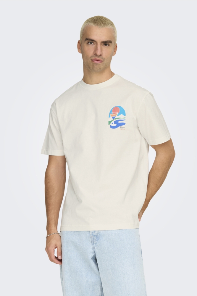 ONSPALM DAYS PRINT RLX SS TEE 22033417 Cloud Dancer/PALM DAYS