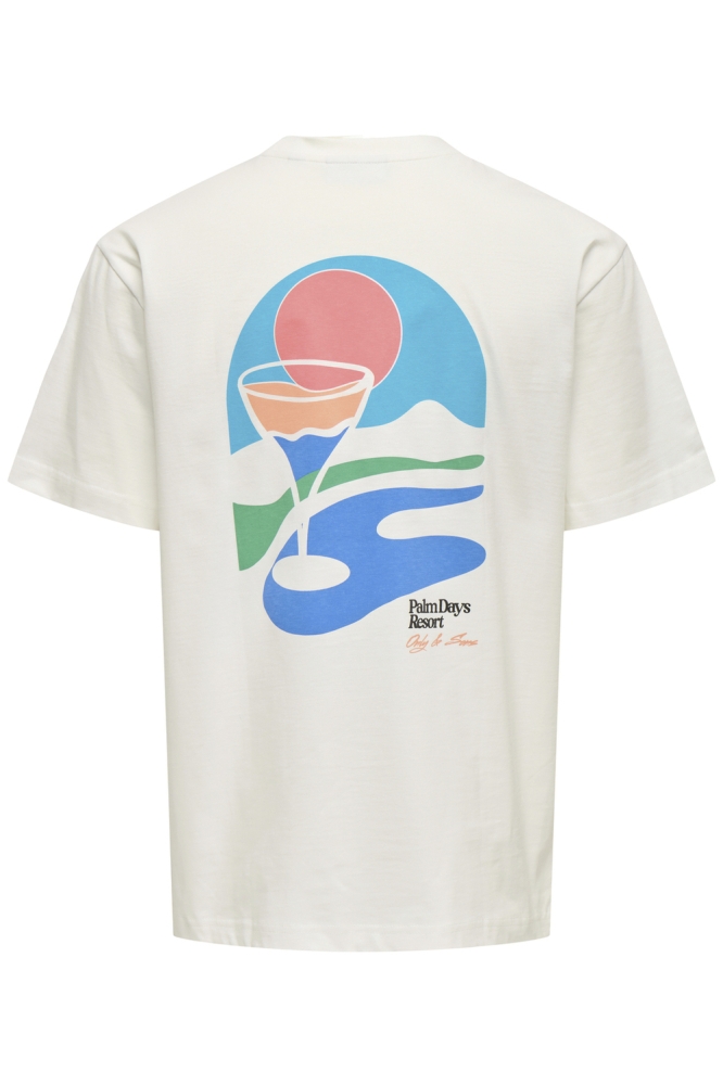 ONSPALM DAYS PRINT RLX SS TEE 22033417 Cloud Dancer/PALM DAYS