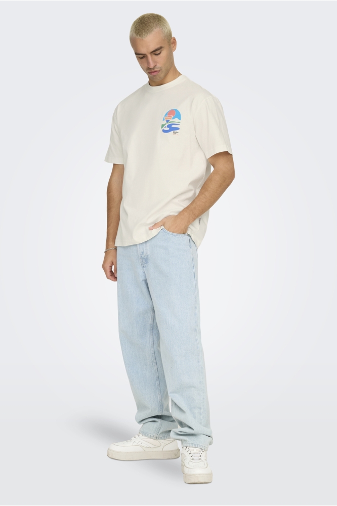 ONSPALM DAYS PRINT RLX SS TEE 22033417 Cloud Dancer/PALM DAYS