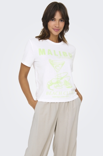 Only T-shirt ONLDINA LIFE S/S CLUB TOP BOX JRS 15346663 BRIGHT WHITE/MALIBU