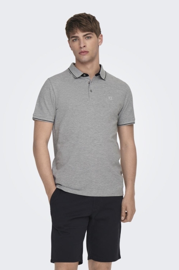 Only & Sons Polo ONSFLETCHER SLIM SS POLO NOOS 22024827 LIGHT GREY MELANGE