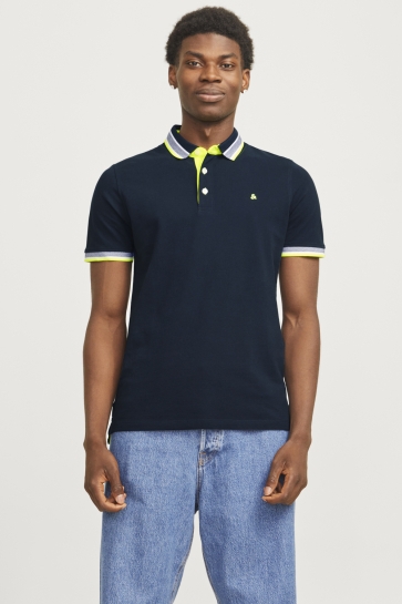 Jack & Jones Polo JJEPAULOS POLO SS NOOS 12136668 DARK NAVY/NEON