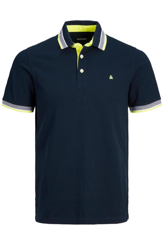 JJEPAULOS POLO SS NOOS 12136668 DARK NAVY/NEON