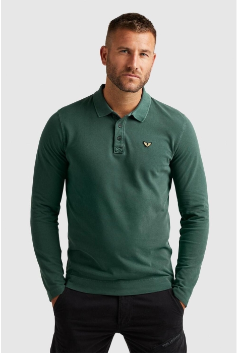 PME legend long sleeve polo pique garment dye