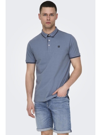 Only & Sons Polo ONSFLETCHER LIFE SLIM SS POLO NOOS 22024827 FLINT STONE