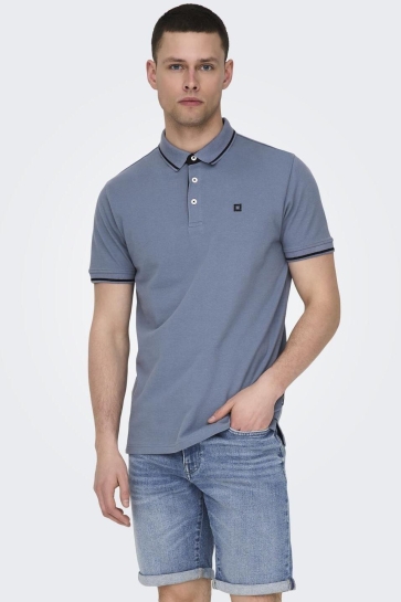 Only & Sons Polo ONSFLETCHER LIFE SLIM SS POLO NOOS 22024827 FLINT STONE