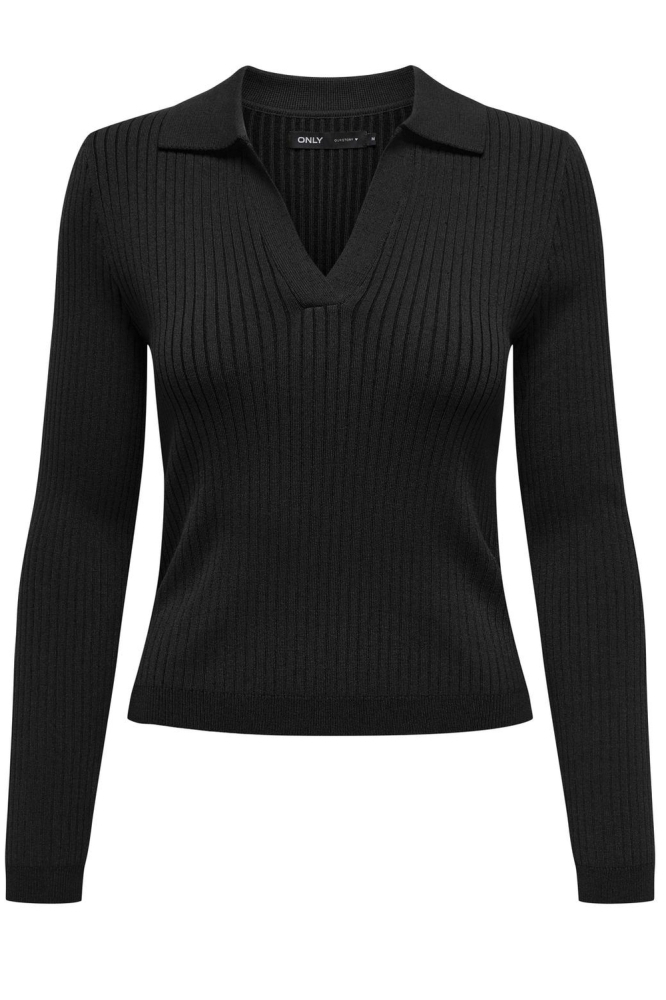 ONLKAYA LS POLO V-NECK PULLOVER EX 15344841 BLACK