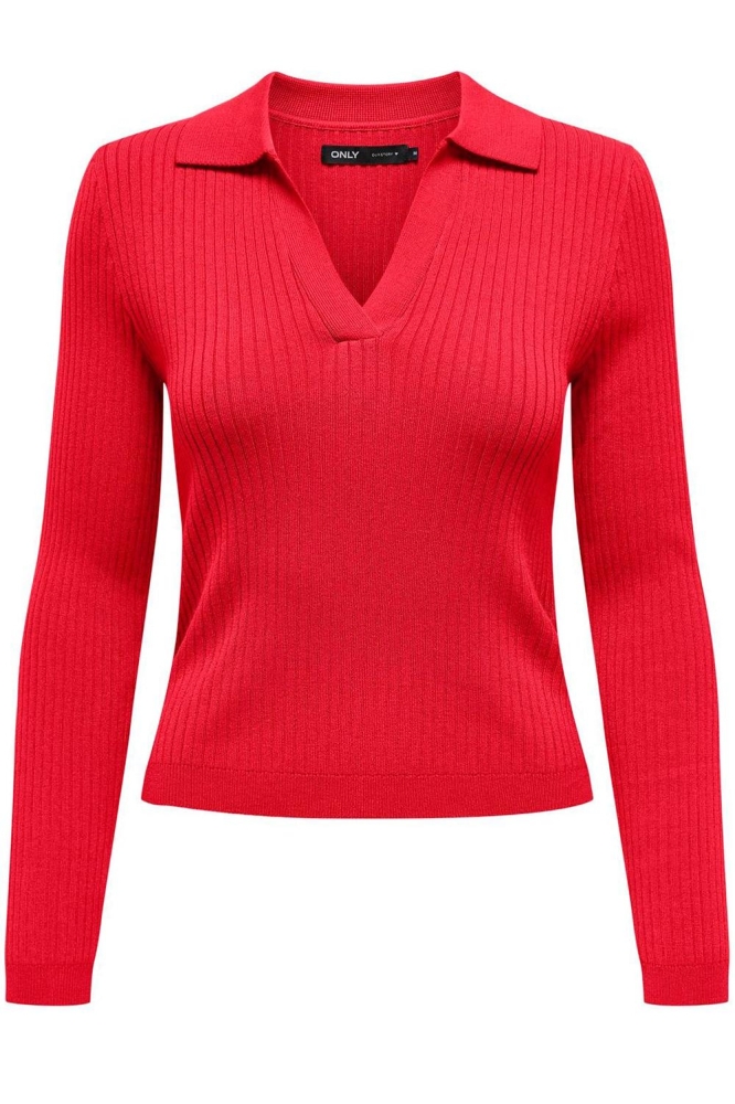 ONLKAYA LS POLO V-NECK PULLOVER EX 15344841 RACING RED