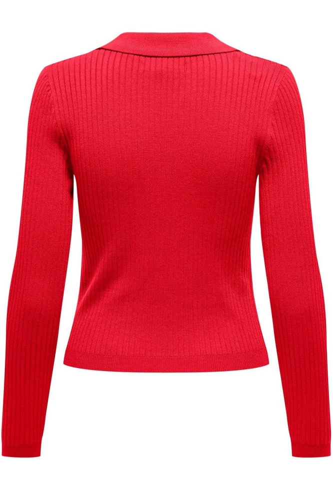 ONLKAYA LS POLO V-NECK PULLOVER EX 15344841 RACING RED