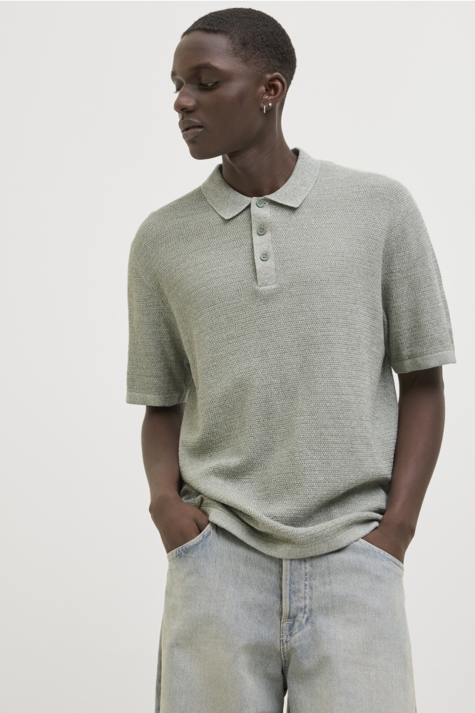 JJEGEORGE KNIT POLO SS SN 12268281 ICEBERG GREEN/W CLOUD DANCER