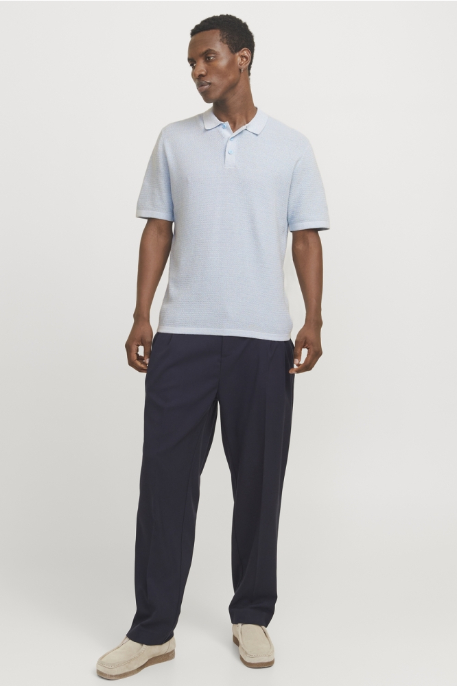 JJEGEORGE KNIT POLO SS SN 12268281 CHAMBRAY BLUE/CLOUD DANCER